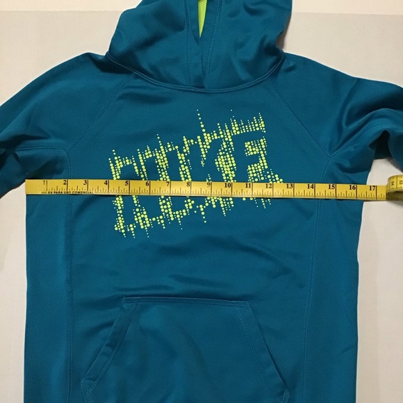Nike Therma Fit Kids Pullover Hooded Teal/Neon - Picture 4 of 8